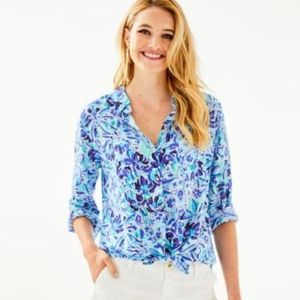 New w Tags Lilly Pulitzer Sea View Button Down Top